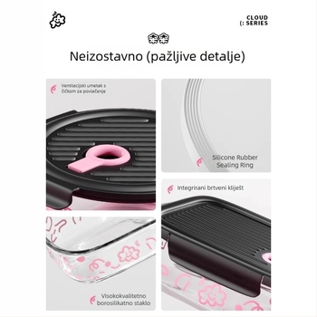 Staklena kutija za ručak, sigurna za mikrovalnu, pravokutni oblik, kapacitet 0,3–2 L, čuvanje svježih namirnica, višekratna upotreba