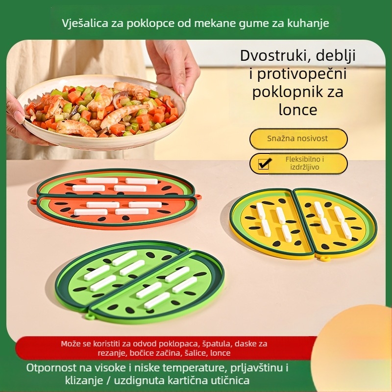 Silikonska podloga za kuhinju za poklopce lonaca i špatulu – nepravilnog oblika, crtić uzorak, za odvodnju i izolaciju