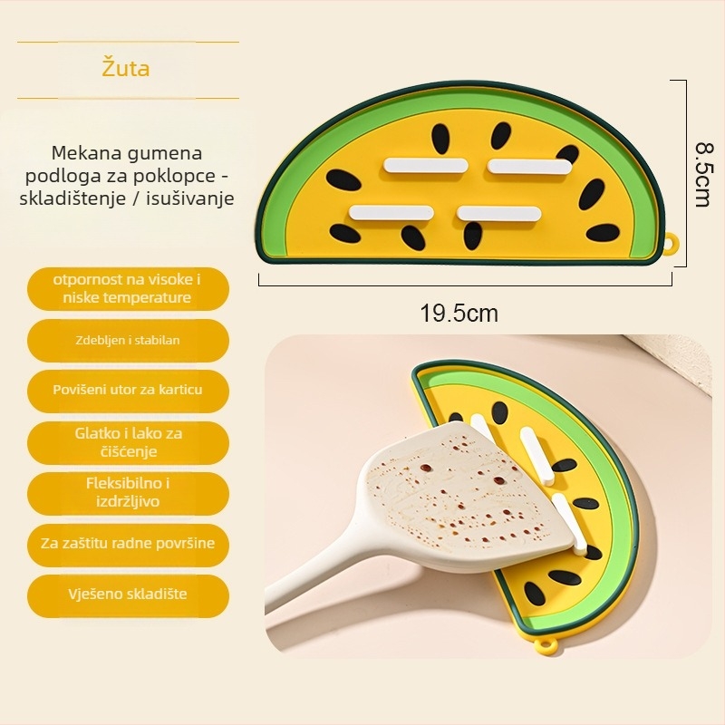 Silikonska podloga za kuhinju za poklopce lonaca i špatulu – nepravilnog oblika, crtić uzorak, za odvodnju i izolaciju