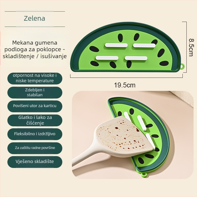 Silikonska podloga za kuhinju za poklopce lonaca i špatulu – nepravilnog oblika, crtić uzorak, za odvodnju i izolaciju