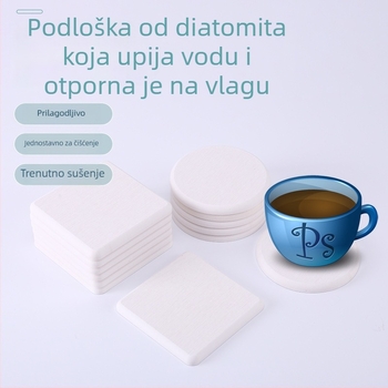 Podložak za čaše od diatomita, upijajuća i vodootporna, kružnog ili četvrtastog oblika, prilagođeni uzorak, vrhunska kvaliteta