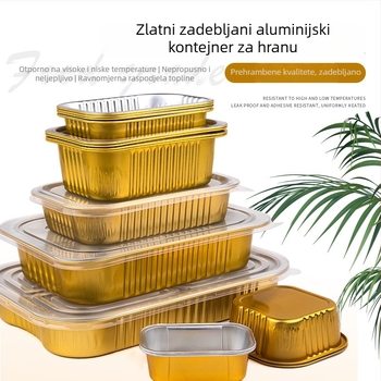 Jednokratna zlatna kvadratna kutija za dostavu, aluminijska folija, za pečenu rižu, pogodna za otvoreni plamen i fritu na zrak