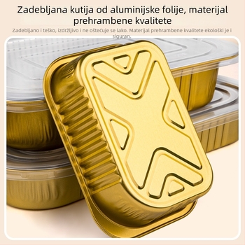 Jednokratna zlatna kvadratna kutija za dostavu, aluminijska folija, za pečenu rižu, pogodna za otvoreni plamen i fritu na zrak
