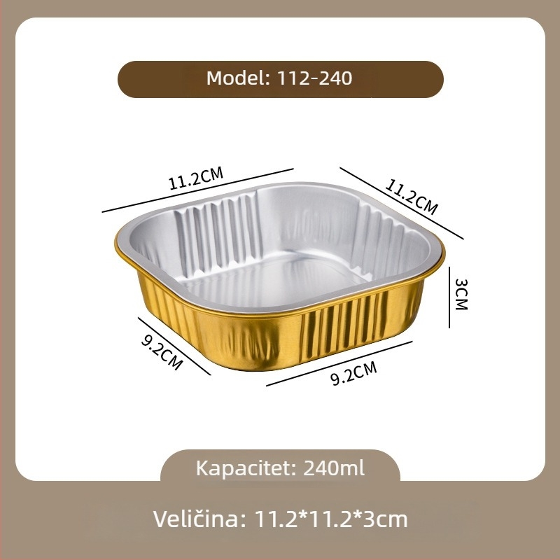 Jednokratna zlatna kvadratna kutija za dostavu, aluminijska folija, za pečenu rižu, pogodna za otvoreni plamen i fritu na zrak