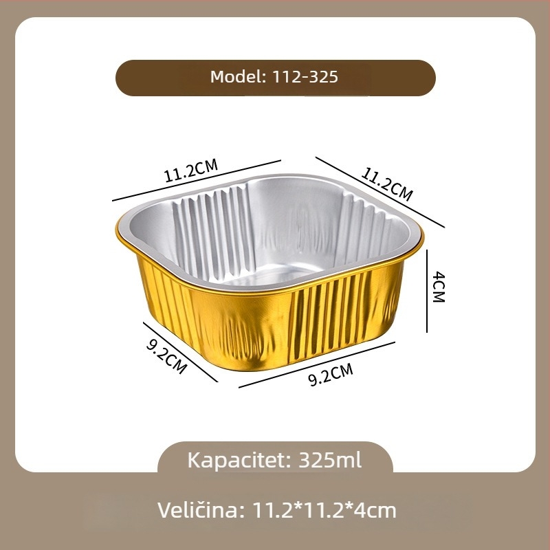 Jednokratna zlatna kvadratna kutija za dostavu, aluminijska folija, za pečenu rižu, pogodna za otvoreni plamen i fritu na zrak