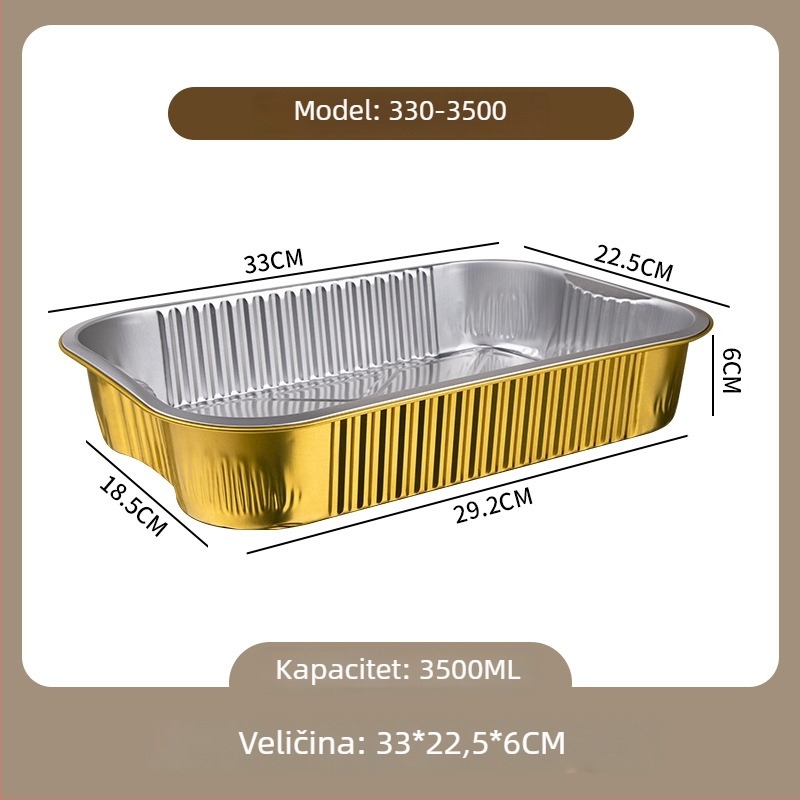 Jednokratna zlatna kvadratna kutija za dostavu, aluminijska folija, za pečenu rižu, pogodna za otvoreni plamen i fritu na zrak