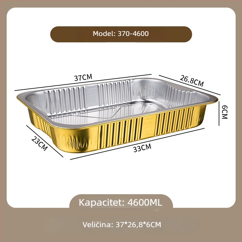 Jednokratna zlatna kvadratna kutija za dostavu, aluminijska folija, za pečenu rižu, pogodna za otvoreni plamen i fritu na zrak