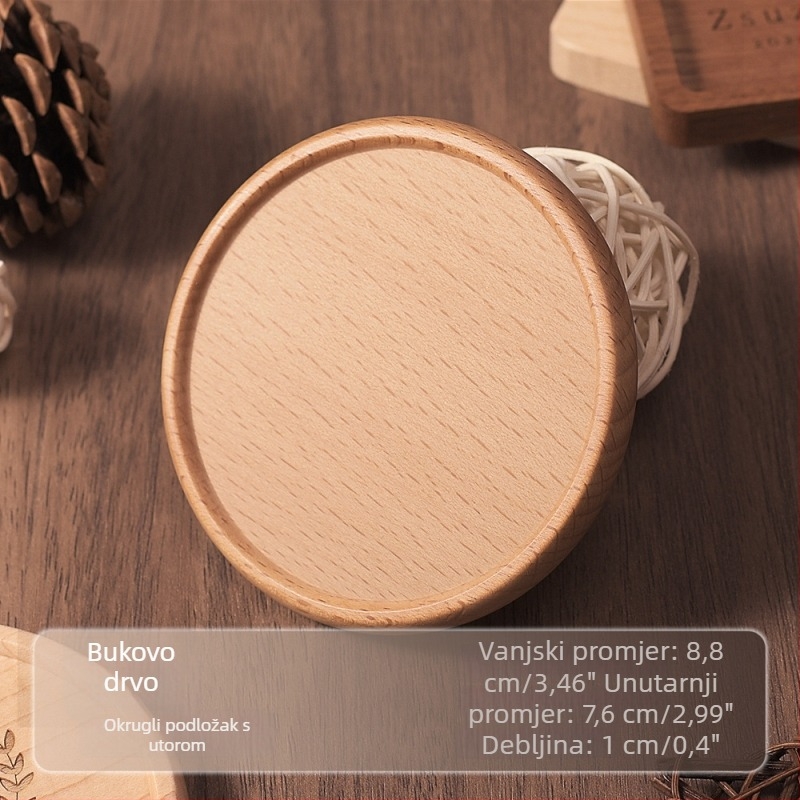 Masivni drveni podlošci za čaše – okrugli i kvadratni, minimalistički stil