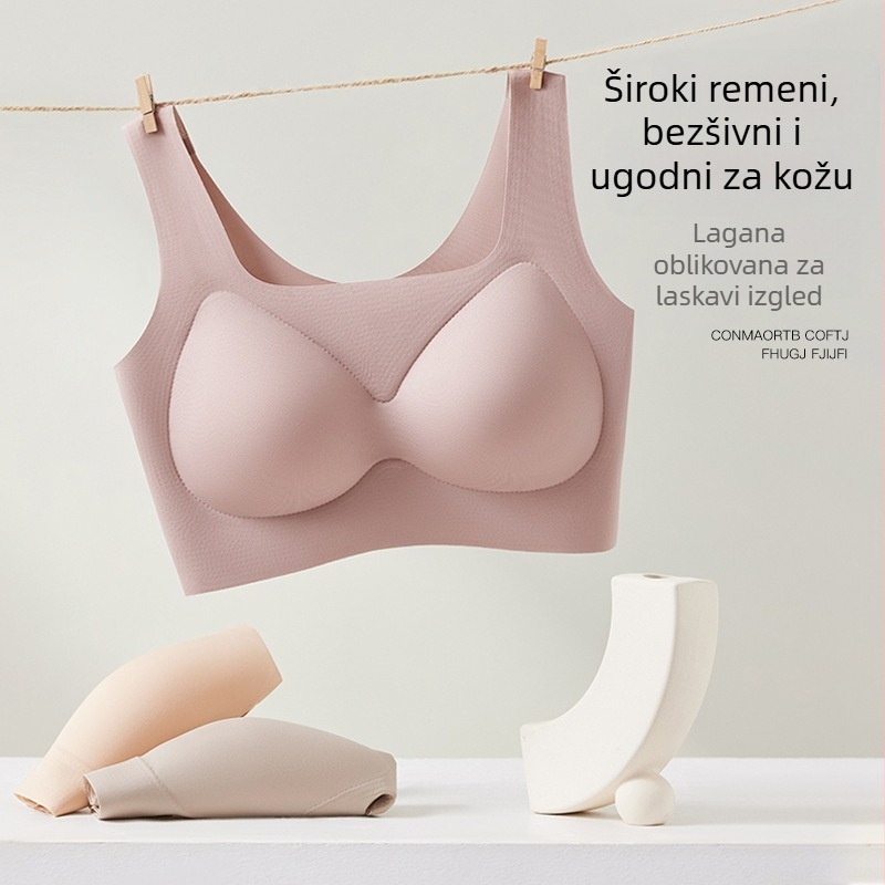 Bezšivni grudnjak od ice silk-a s fiksnim košaricama i Push-Up podrškom, sprječava opuštanje, skuplja bočne grudi, sprječava izlaganje, bez žice