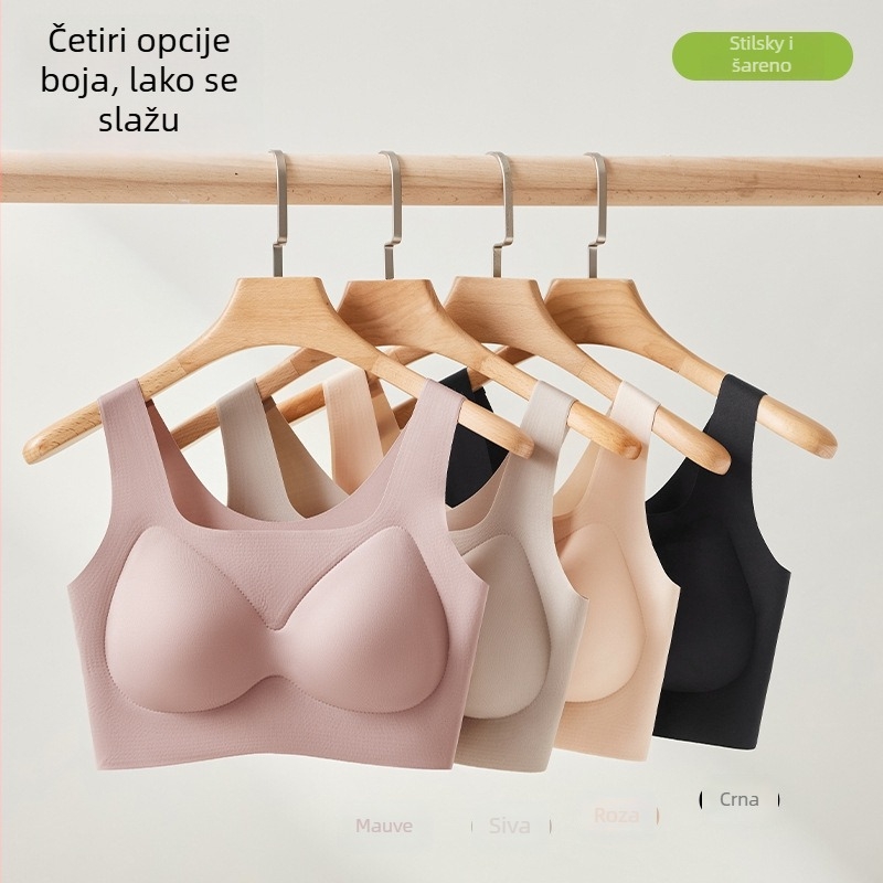 Bezšivni grudnjak od ice silk-a s fiksnim košaricama i Push-Up podrškom, sprječava opuštanje, skuplja bočne grudi, sprječava izlaganje, bez žice