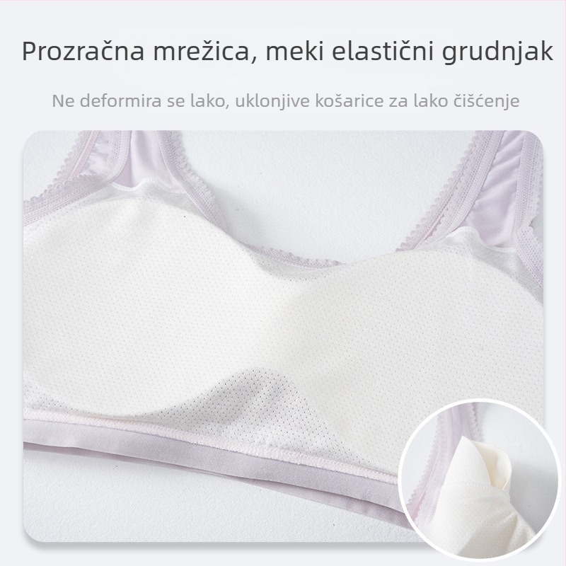 Lagani čipkasti grudnjak bez žice za tinejdžerice, s punim košaricama i tanko oblikovanim košaricama, ljetna kolekcija