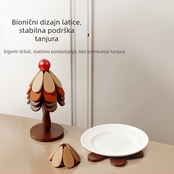 Drvena podloška za tanjur, toplinski otporna, nepravilnog oblika, nordijskog stila, biorazgradiva, premium kvalitete