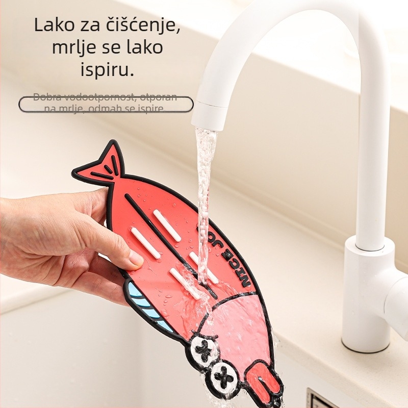 Mat za poklop lonca s cartoon uzorkom, nepravilnog oblika, PVC, protuklizno i otporno na toplinu