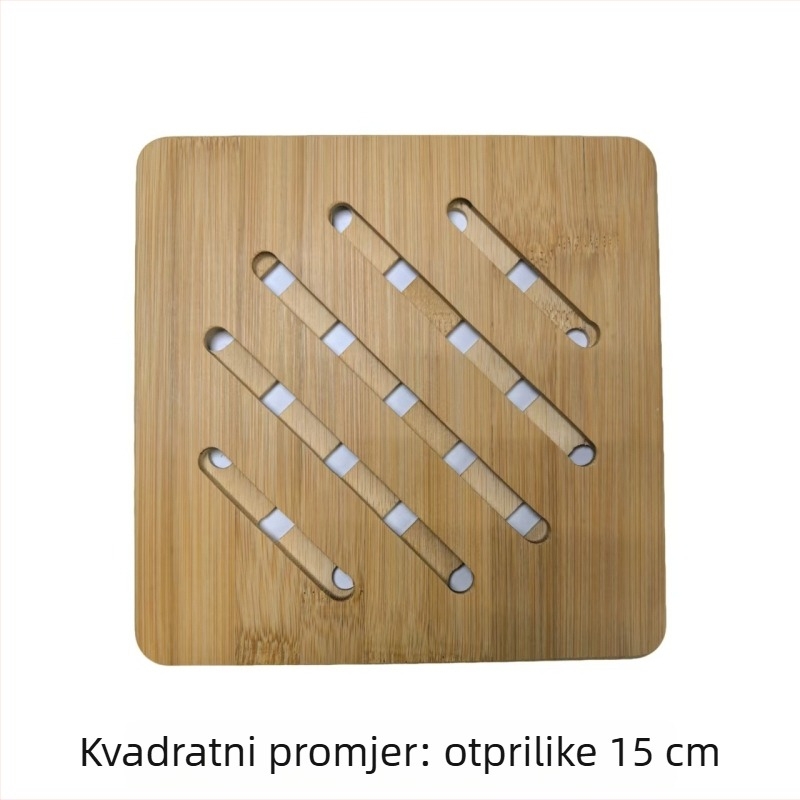 Bambus podložak za izolaciju posuđa za kućnu upotrebu, kružnog i kvadratnog oblika, od bambusa, za kaserole, tanjure i zdjele.