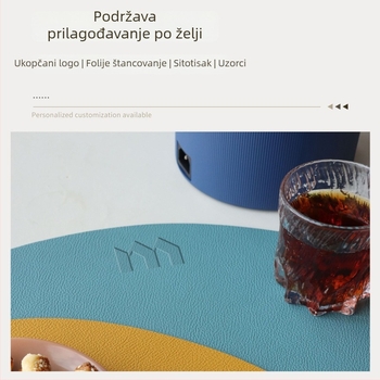 Lychee uzorak PVC kožni podmetači za stol kružnog oblika, otporni na ulje, otporni na toplinu
