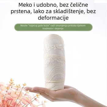 Grudnjak za dojenje za trudnoću i postporođajno razdoblje, bez žice, čipkasti rub, tanke oblikovane košarice, fiksni naramenici, stražnje zatvaranje s četiri reda kopči