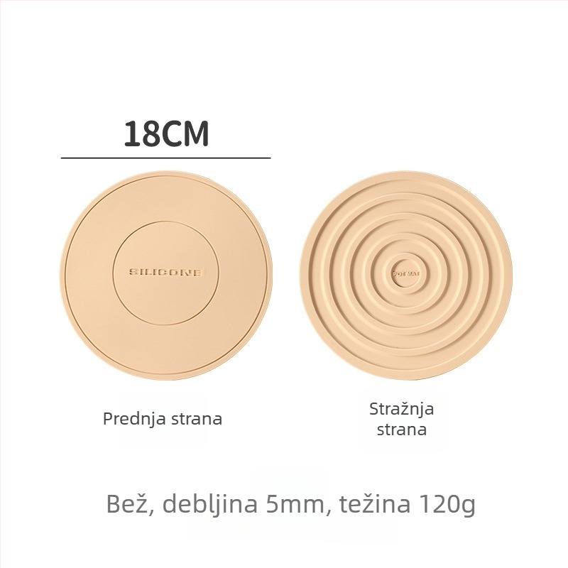 Silikonska toplinska podloga za stol, kružnog oblika, podmetač za šalice i posude, zaštita od opeklina, otporna na visoke temperature, za kućnu upotrebu