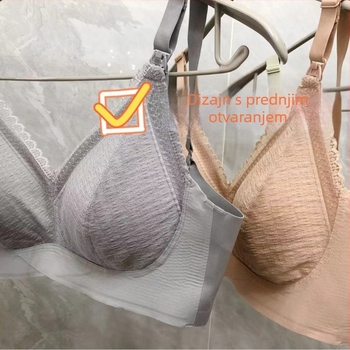 Bežični grudnjak za dojenje s prednjim zatvaranjem, Bandeau stil, odvojive dvostruke naramenice, velike košarice, ljetni model