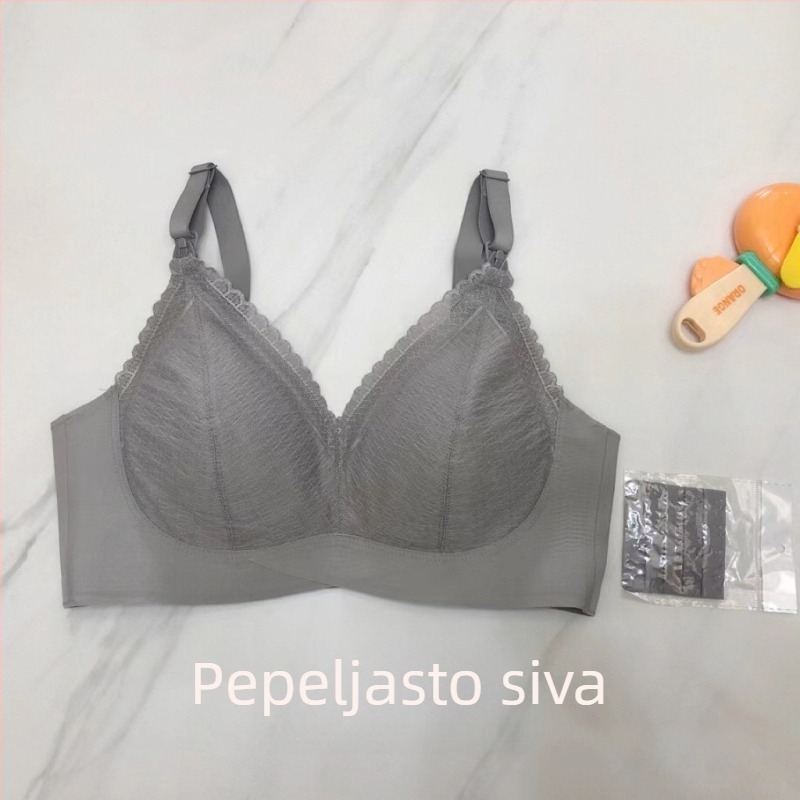 Bežični grudnjak za dojenje s prednjim zatvaranjem, Bandeau stil, odvojive dvostruke naramenice, velike košarice, ljetni model