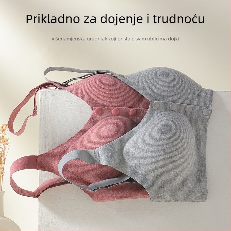 Dojiljni grudnjak s prednjim zatvaranjem za žene srednje dobi i starije dobi, bez žica, push-up, protiv spuštanja, grudnjak za majčinstvo s umetkom za dojke