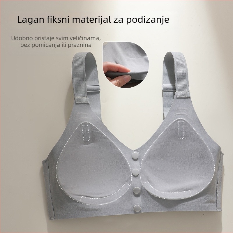 Dojiljni grudnjak s prednjim zatvaranjem za žene srednje dobi i starije dobi, bez žica, push-up, protiv spuštanja, grudnjak za majčinstvo s umetkom za dojke