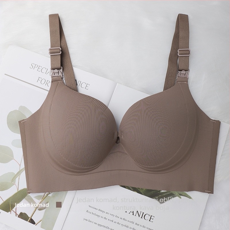 Sutien za dojenje tijekom trudnoće i postporođajnog razdoblja, tanki oblikovani košarice, bez žice, bočni dizajn protiv curenja, materijal Nylon/Poliamid, stražnje kopče s četiri reda kukica i očiju