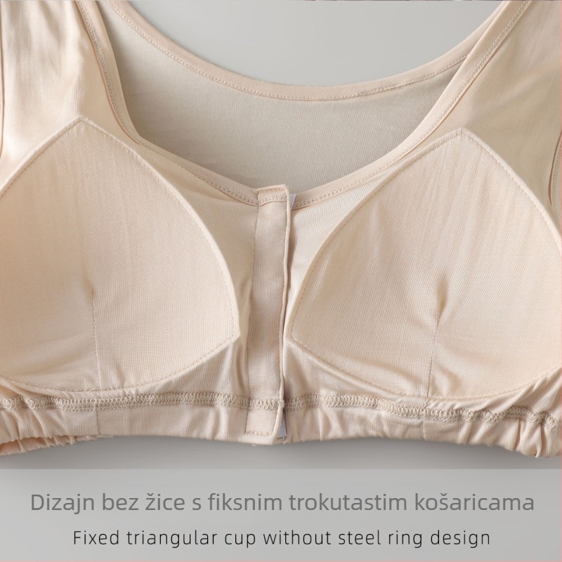 Sutien za dojenje od svile, u stilu vest, prednje kopčanje, 100% svila, košarice 3/4, tanak oblik košarice, bez čeličnih umetaka