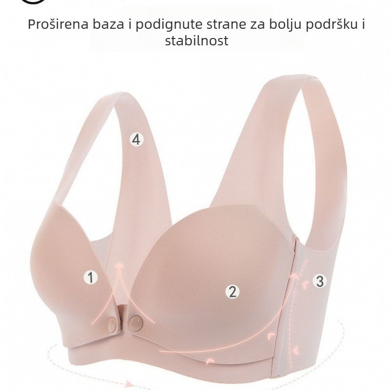 Bezšiven grudnjak za dojenje s prednjim zatvaračem, 100% pamuk, pogodan za sve faze, bez čeličnog prstena