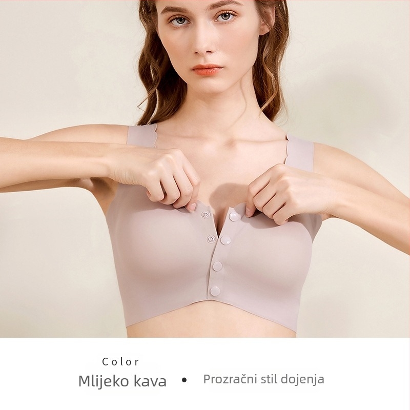 Trudnički grudnjak za dojenje, glatki, bez žice, prednja kopča, puni košaricu (dojenje)