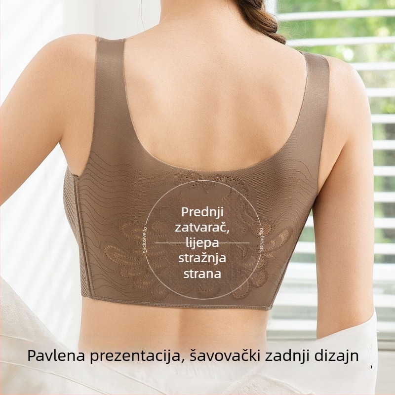 Bešavna grudnjica za dojenje s prednjim zatvaranjem, za veće veličine, prozračna, podizanje, sprječava opuštanje, bočna podrška