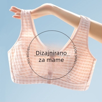 Karirani grudnjak s prednjim kopčama, bez žice, stil vest, prozračan ljetni grudnjak za velike veličine