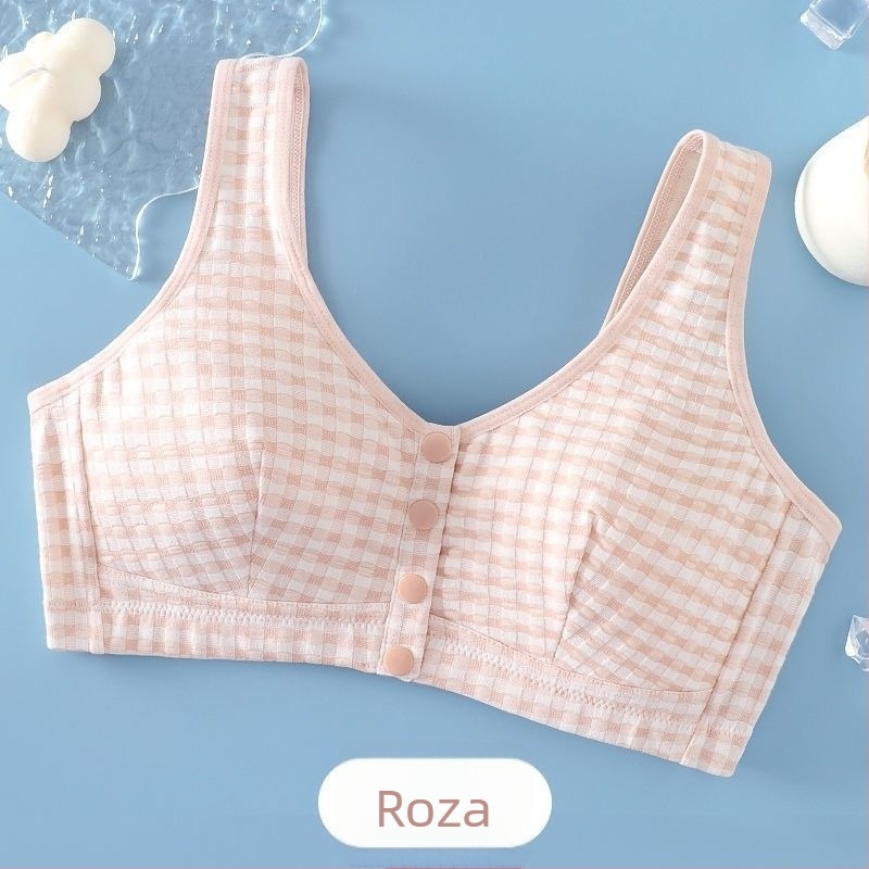 Karirani grudnjak s prednjim kopčama, bez žice, stil vest, prozračan ljetni grudnjak za velike veličine