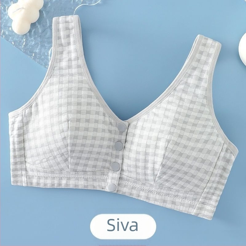 Karirani grudnjak s prednjim kopčama, bez žice, stil vest, prozračan ljetni grudnjak za velike veličine
