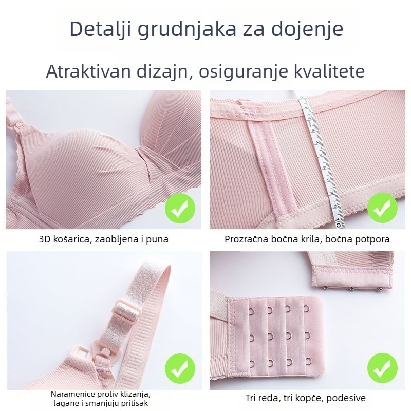 Sutien za dojenje s pamukom iznutra, bez žica, prozračan i udoban tijekom trudnoće, tanak kroj