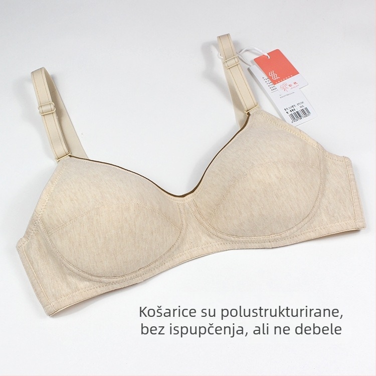 Zhang Yan 510 Šareni pamukasti grudnjak bez žice za veće veličine, za žene srednje i starije dobi, dva niza kopči, tanak oblik košarica, 3/4 čašica, gornja potpora, prozračan