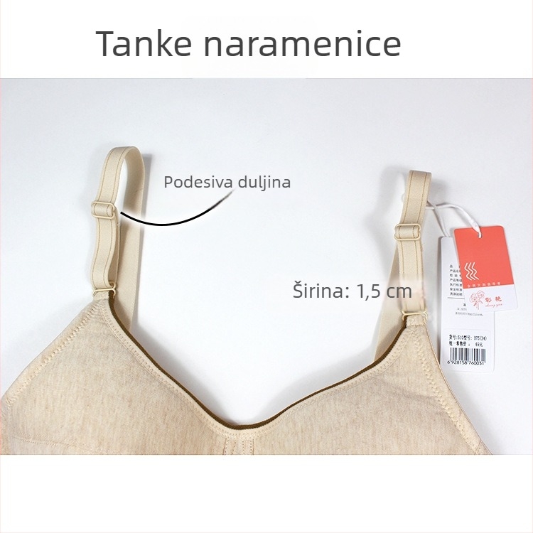 Zhang Yan 510 Šareni pamukasti grudnjak bez žice za veće veličine, za žene srednje i starije dobi, dva niza kopči, tanak oblik košarica, 3/4 čašica, gornja potpora, prozračan