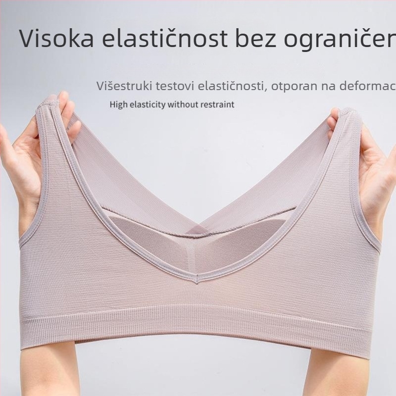 Grudnjak za spavanje u majčinom stilu za srednju dob, duboki V izrez, udoban, lijep leđa, protuklizne široke naramenice, bočna potpora, pune čašice