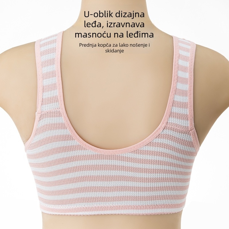 Sutien za dojenje s prednjim otvaranjem i četiri kopče, push-up, pamuk, bez šavova i prugasti uzorak