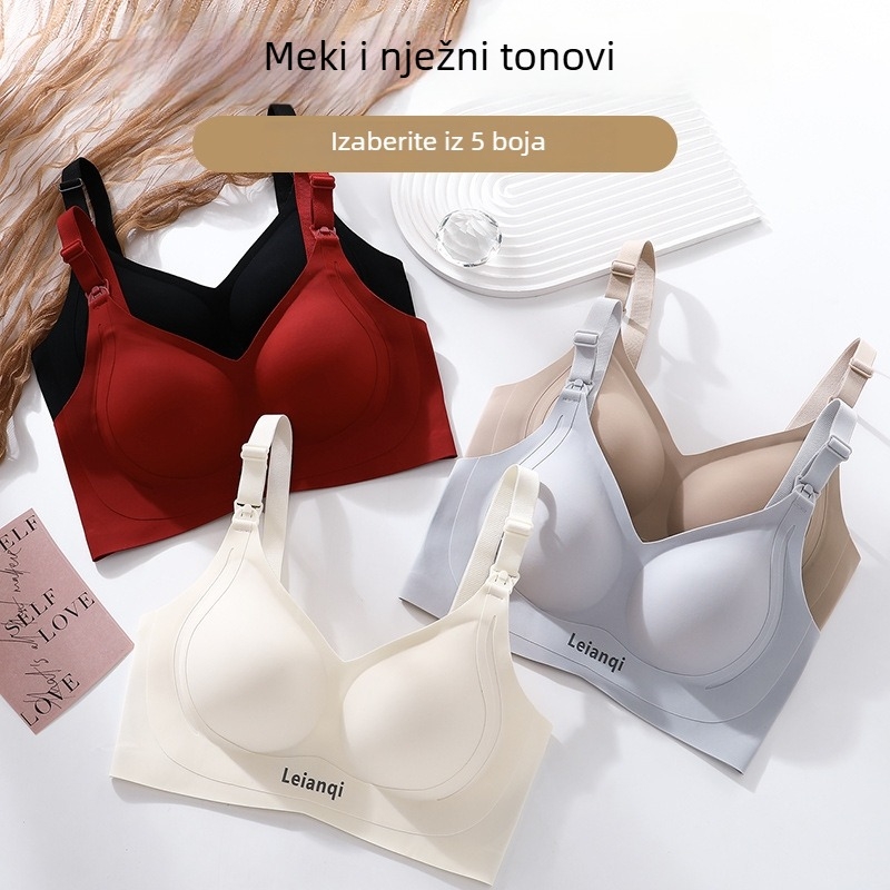 Grudnjak za trudnoću i dojenje — Materijal: najlon; Podstava: najlon (50–70%); Bešavni dizajn; Tanke oblikovane košarice; Funkcija dojenja