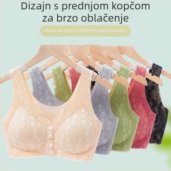 Grudnjak za dojenje s prednjim zatvaranjem za majke, čipkasti cvjetni dizajn, bočna podrška
