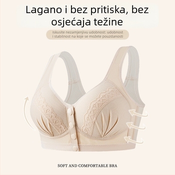 Grudnjak za žene srednje dobi, prednje kopčanje, čipka (puna košarica; tanke oblikovane košarice; prednje kopčanje; čipka; fiksni naramenice)