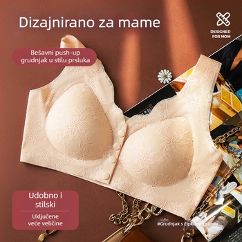 Grudnjak s prednjim kopčanjem, punim košaricama, za zrelu dobu, velikim veličinama, u stilu vest
