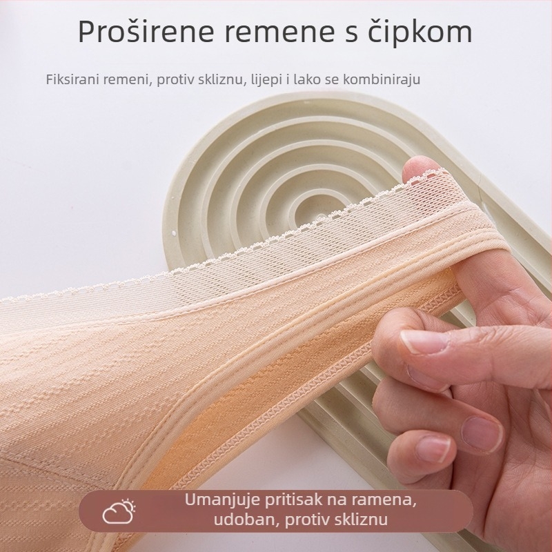 Sutien za dojenje u vestnom stilu, pamuk jacquard, prednje kopče, pune šalice, čvrste dvostruke naramenice