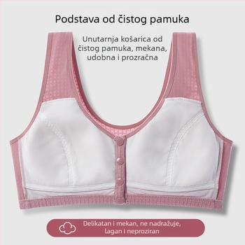 Plus veličina, prozračni bežični grudnjak s prednjim kopčanjem, tip vest, za ljeto