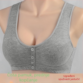 Pamukasti grudnjak s prednjim zatvaračem za žene srednje dobi, stil prsluka, puni košarica s tankim modeliranim košaricama, bez čelične žice