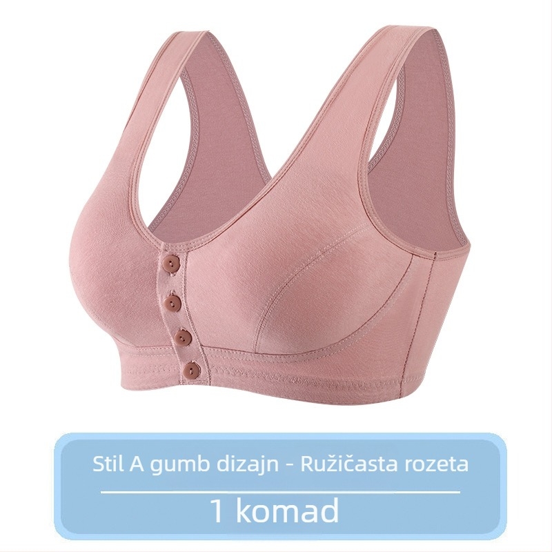 Pamukasti grudnjak s prednjim zatvaračem za žene srednje dobi, stil prsluka, puni košarica s tankim modeliranim košaricama, bez čelične žice