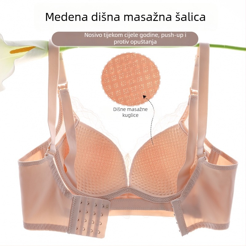 Grudnjak za dojenje s čipkom, bezšivno prednje zatvaranje, najlon materijal, tanke oblikovane košarice