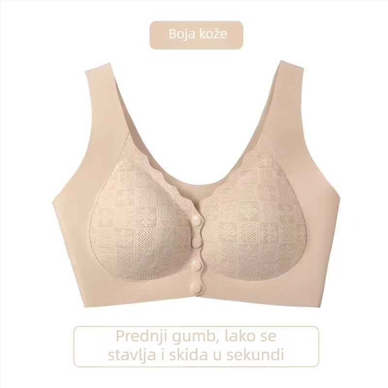 Grudnjak s prednjim zatvaranjem, bez žice, stil prsluka, pune košarice, latex oblikovane košarice