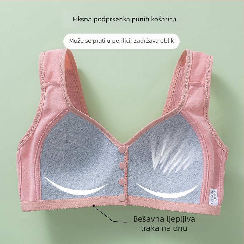 Tanki grudnjak s prednjim zatvaračem, bez žica, plus veličina, široke naramenice, lijep leđa, prozračan