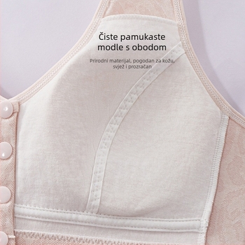 Grudnjak s prednjim zatvaračem, bez žice, za zrelu ženu, 3/4 košarica, tanko oblikovana cup, vest stil, prozračan i nježan prema koži, poliester-bavla materijal